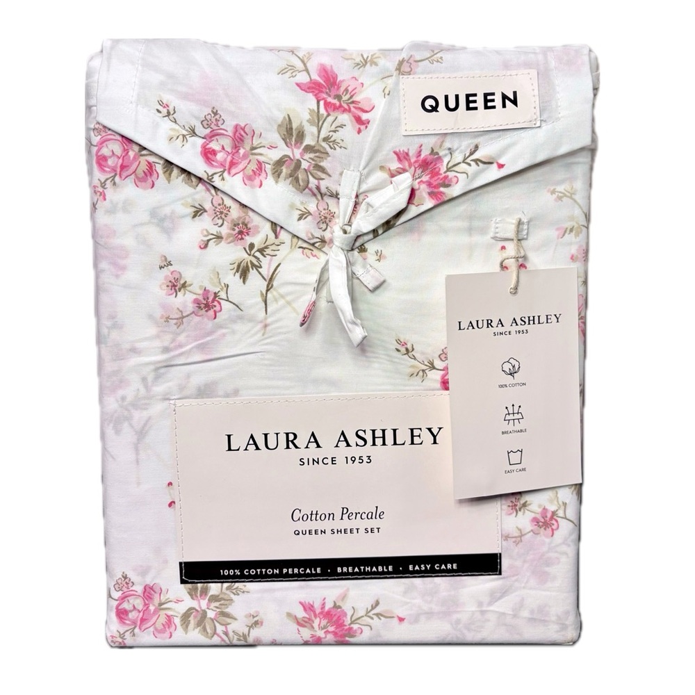 Laura Ashley pink floral queen size sheet set